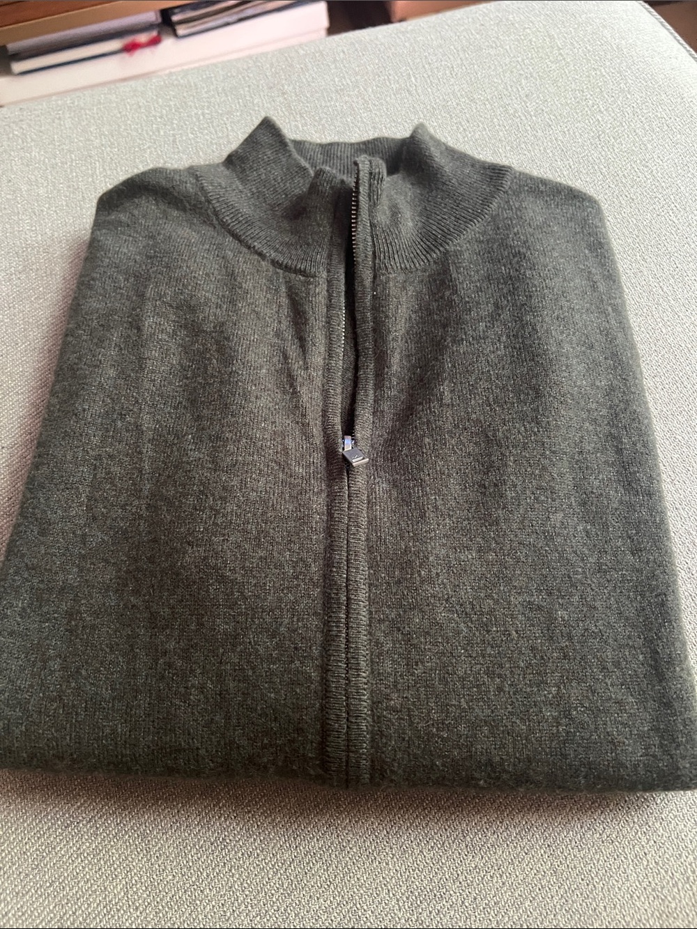 Naadam Gray Ultralight Cashmere Zip Sweater w Pockets